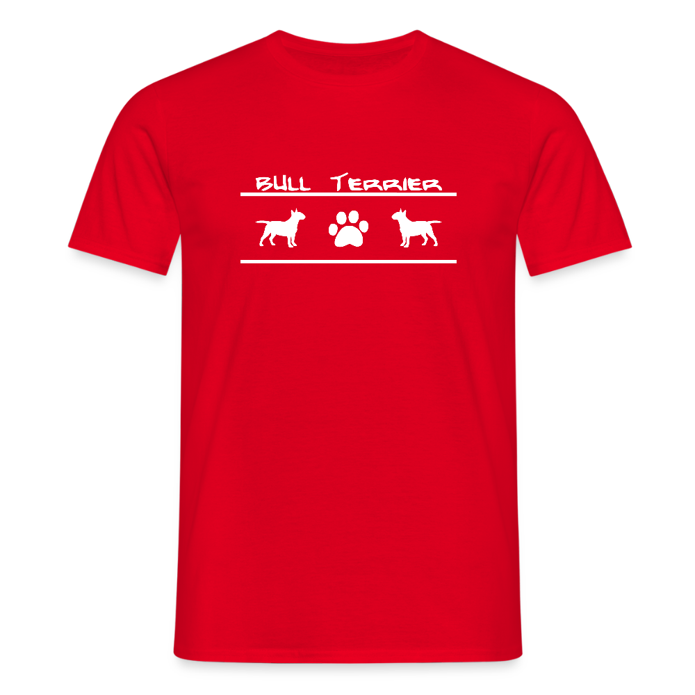 Bull Terrier-Schriftzug und Pfote | Männer T-Shirt - Rot