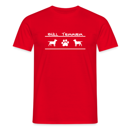 Bull Terrier-Schriftzug und Pfote | Männer T-Shirt - Rot