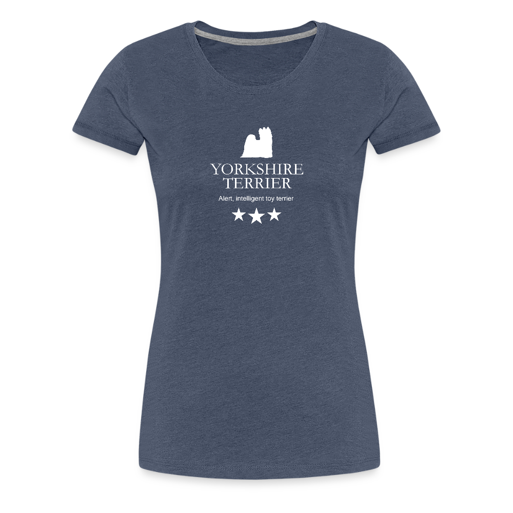 Women’s Premium T-Shirt - Yorkshire Terrier - Alert, intelligent toy terrier... - Blau meliert