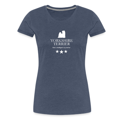 Women’s Premium T-Shirt - Yorkshire Terrier - Alert, intelligent toy terrier... - Blau meliert