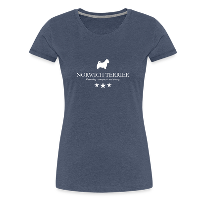 Women’s Premium T-Shirt - Norwich Terrier - Keen dog, compact and strong... - Blau meliert