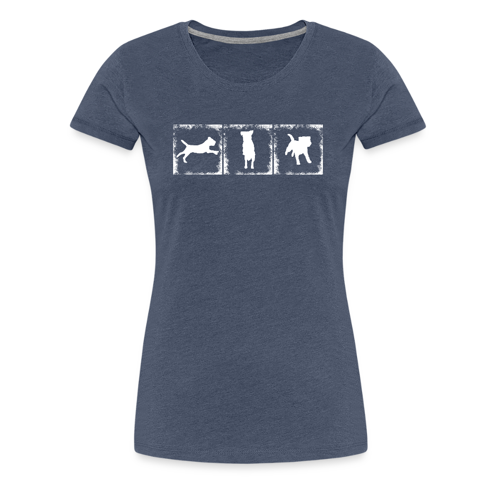 Women’s Premium T-Shirt - Border Terrier in action - Blau meliert