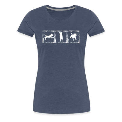 Women’s Premium T-Shirt - Border Terrier in action - Blau meliert