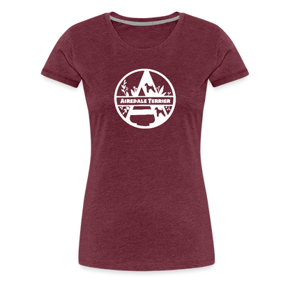 Women’s Premium T-Shirt - Airedale Terrier - Monogramm - Bordeauxrot meliert