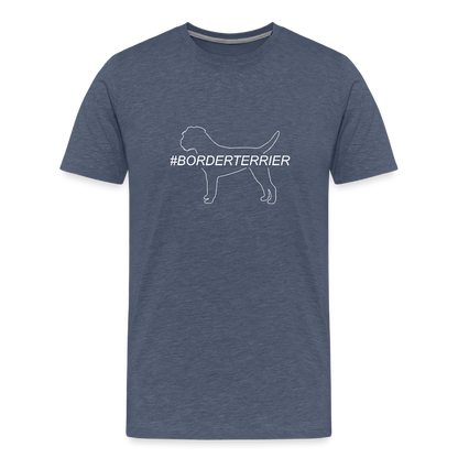 Männer Premium T-Shirt - Border Terrier - Hashtag - Blau meliert