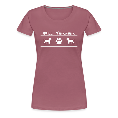 Women’s Premium T-Shirt - Bull Terrier-Schriftzug und Pfote - Malve
