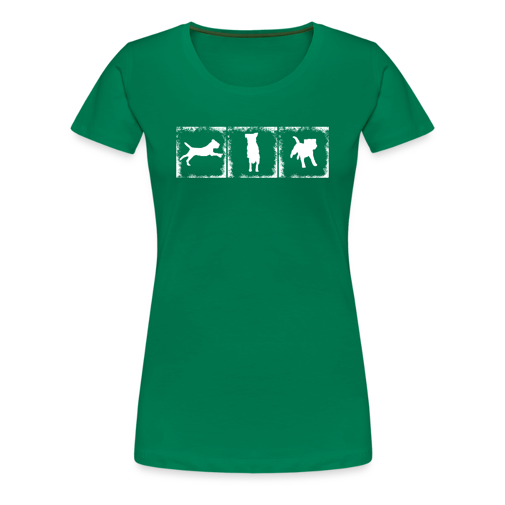 Women’s Premium T-Shirt - Border Terrier in action - Kelly Green