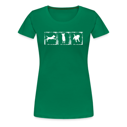 Women’s Premium T-Shirt - Border Terrier in action - Kelly Green