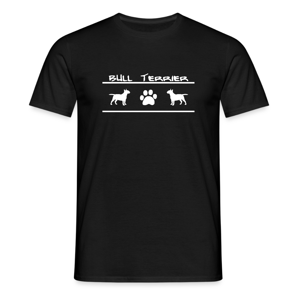 Bull Terrier-Schriftzug und Pfote | Männer T-Shirt - Schwarz