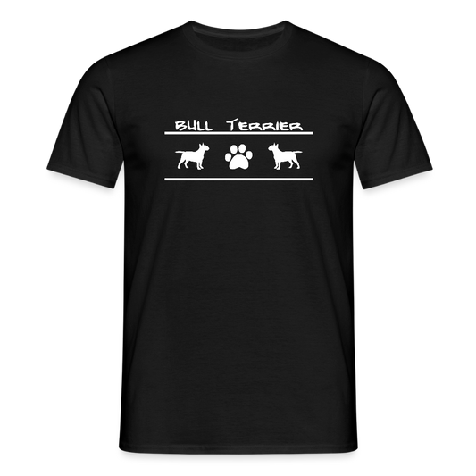 Bull Terrier-Schriftzug und Pfote | Männer T-Shirt - Schwarz