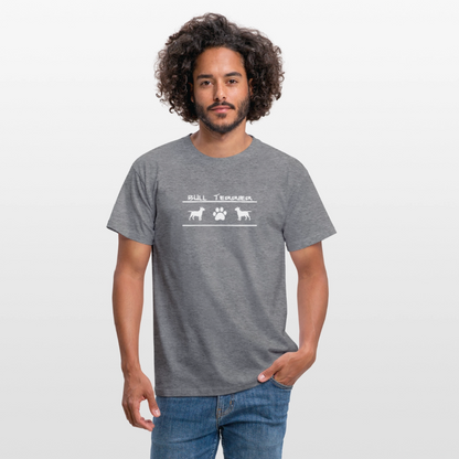 Bull Terrier-Schriftzug und Pfote | Männer T-Shirt - Graphit meliert