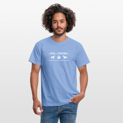 Bull Terrier-Schriftzug und Pfote | Männer T-Shirt - carolina blue