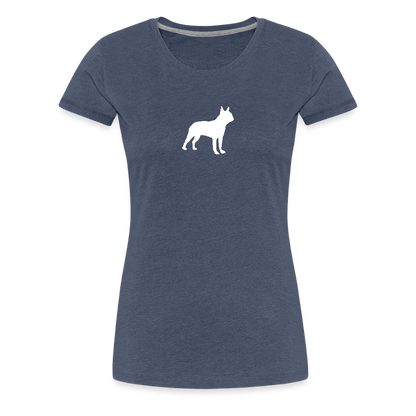 Boston Terrier-Silhouette | Women’s Premium T-Shirt - Blau meliert