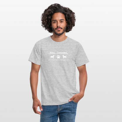 Bull Terrier-Schriftzug und Pfote | Männer T-Shirt - Grau meliert