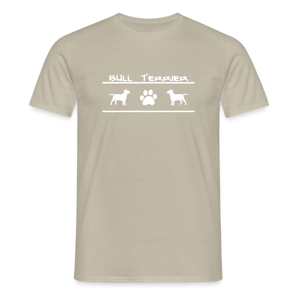 Bull Terrier-Schriftzug und Pfote | Männer T-Shirt - Sandbeige