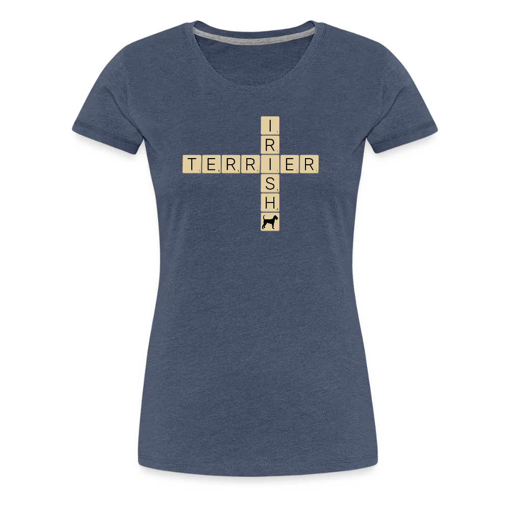 Irish Terrier - Scrabble | Women’s Premium T-Shirt - Blau meliert