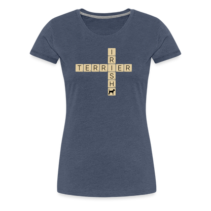 Irish Terrier - Scrabble | Women’s Premium T-Shirt - Blau meliert