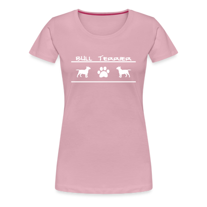 Women’s Premium T-Shirt - Bull Terrier-Schriftzug und Pfote - Hellrosa
