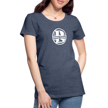 Women’s Premium T-Shirt - Border Terrier - Monogramm - Blau meliert