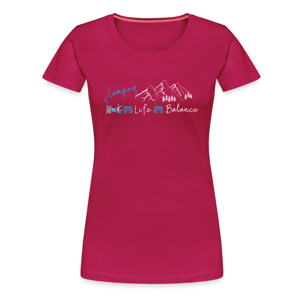 Women’s Premium T-Shirt - Camping Life Balance - dunkles Pink