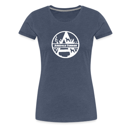 Women’s Premium T-Shirt - Airedale Terrier - Monogramm - Blau meliert
