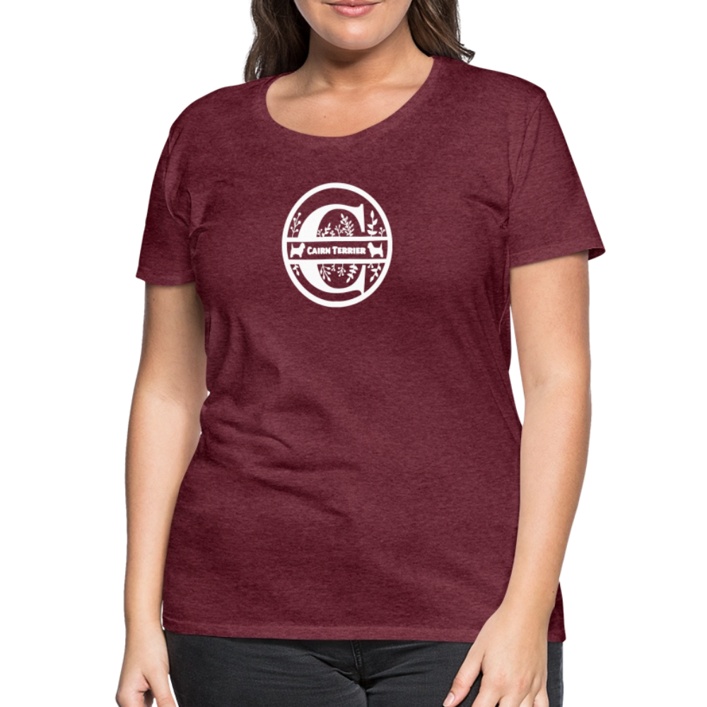 Women’s Premium T-Shirt - Cairn Terrier - Monogramm - Bordeauxrot meliert