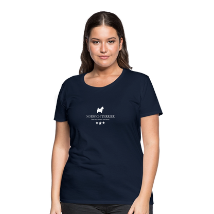 Women’s Premium T-Shirt - Norwich Terrier - Keen dog, compact and strong... - Navy