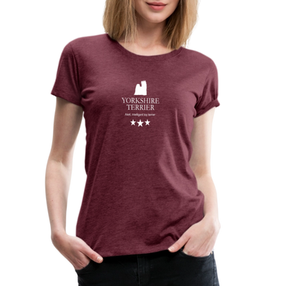 Women’s Premium T-Shirt - Yorkshire Terrier - Alert, intelligent toy terrier... - Bordeauxrot meliert