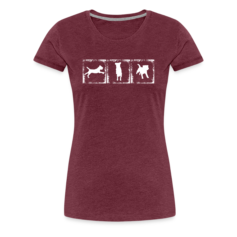 Women’s Premium T-Shirt - Border Terrier in action - Bordeauxrot meliert