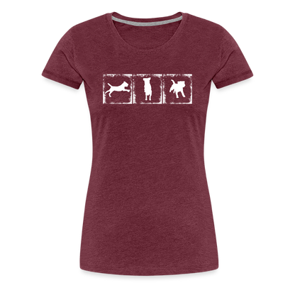 Women’s Premium T-Shirt - Border Terrier in action - Bordeauxrot meliert