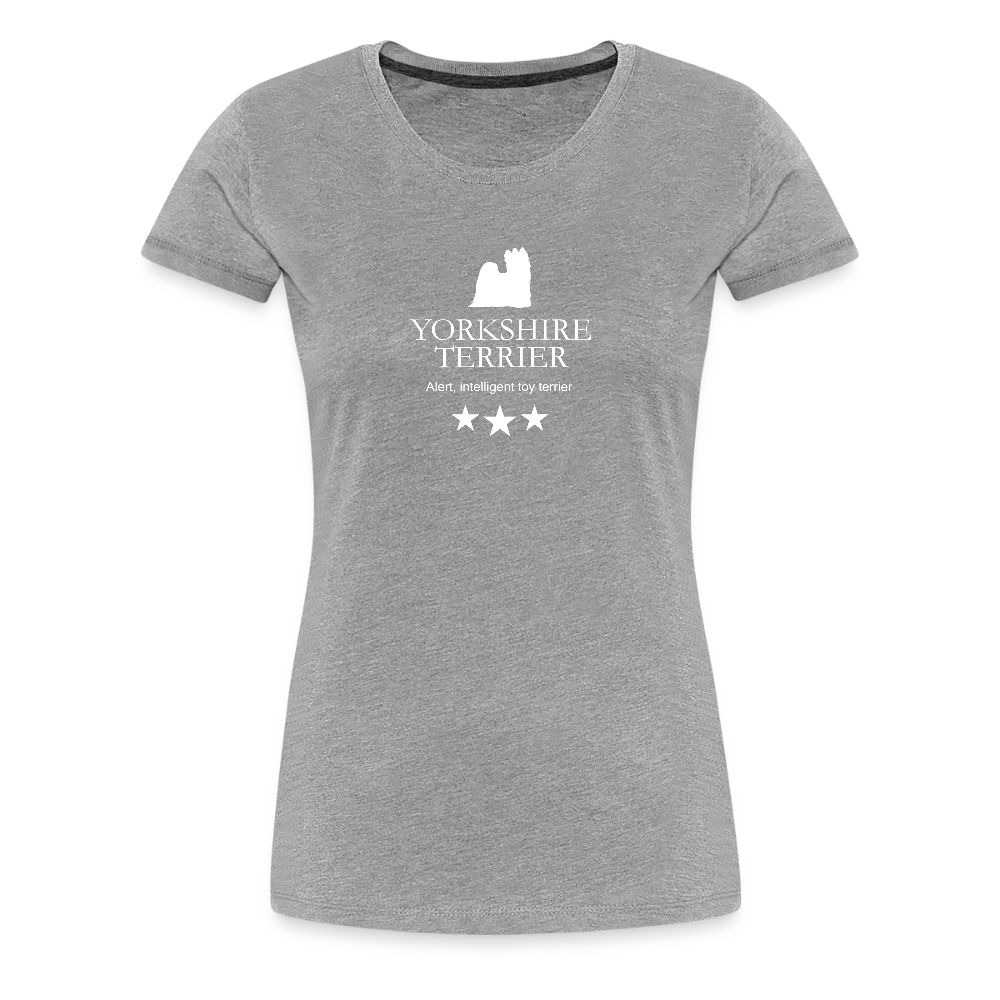 Women’s Premium T-Shirt - Yorkshire Terrier - Alert, intelligent toy terrier... - Grau meliert