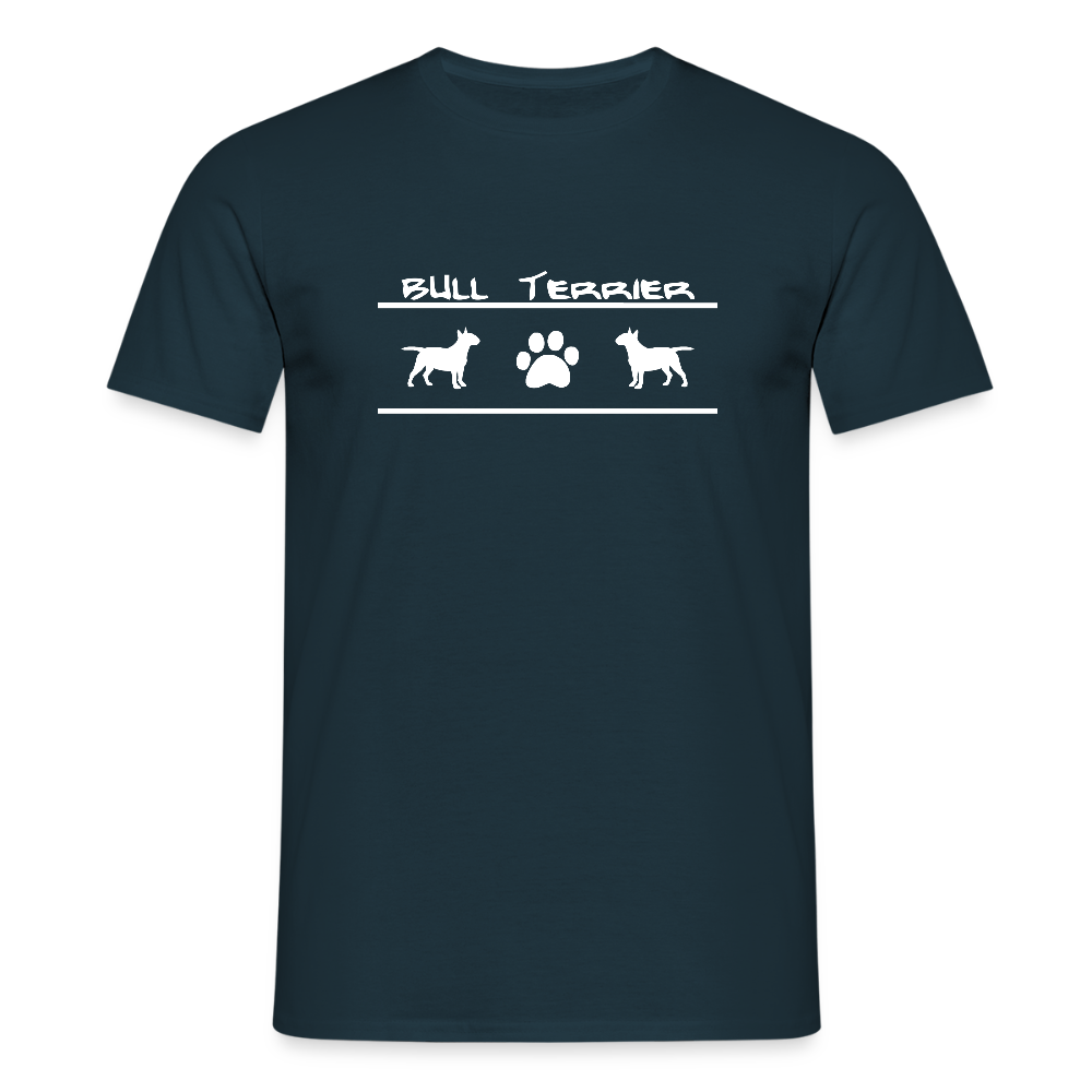 Bull Terrier-Schriftzug und Pfote | Männer T-Shirt - Navy