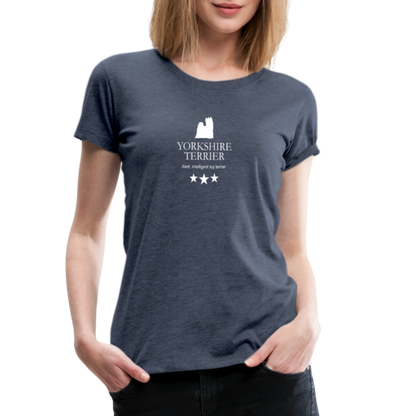 Women’s Premium T-Shirt - Yorkshire Terrier - Alert, intelligent toy terrier... - Blau meliert