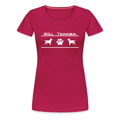 Women’s Premium T-Shirt - Bull Terrier-Schriftzug und Pfote - dunkles Pink