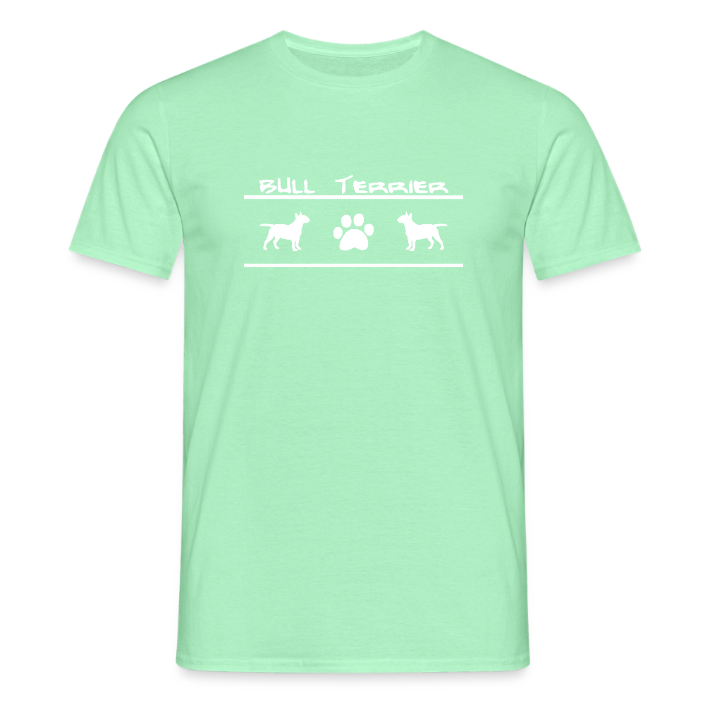 Bull Terrier-Schriftzug und Pfote | Männer T-Shirt - Mintgrün