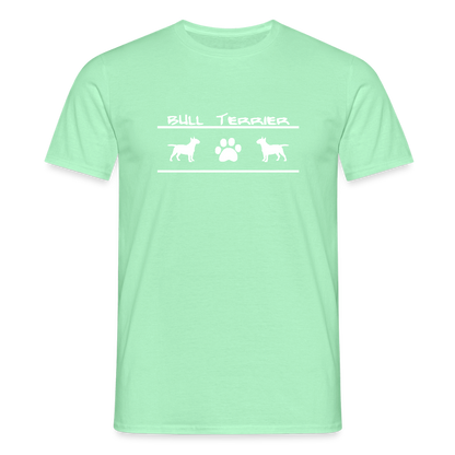 Bull Terrier-Schriftzug und Pfote | Männer T-Shirt - Mintgrün