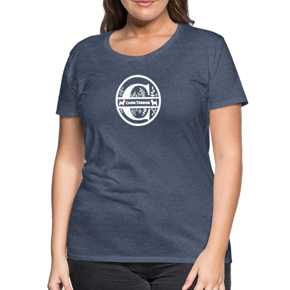 Women’s Premium T-Shirt - Cairn Terrier - Monogramm - Blau meliert