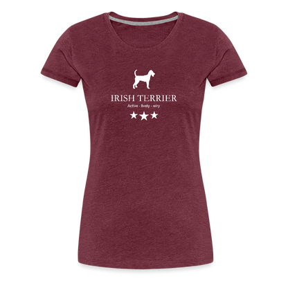 Women’s Premium T-Shirt - Irish Terrier - Active, lively, wiry... - Bordeauxrot meliert
