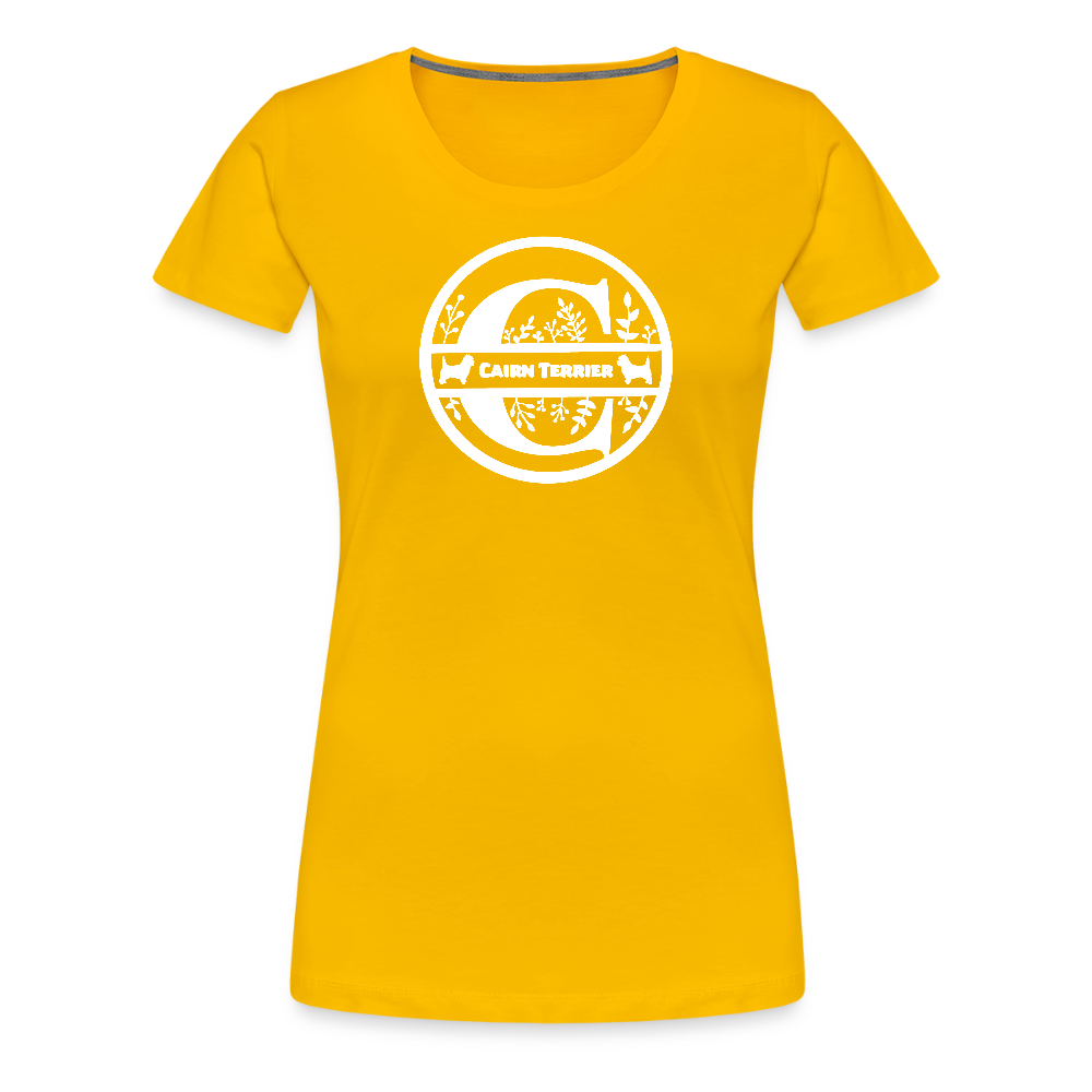 Women’s Premium T-Shirt - Cairn Terrier - Monogramm - Sonnengelb