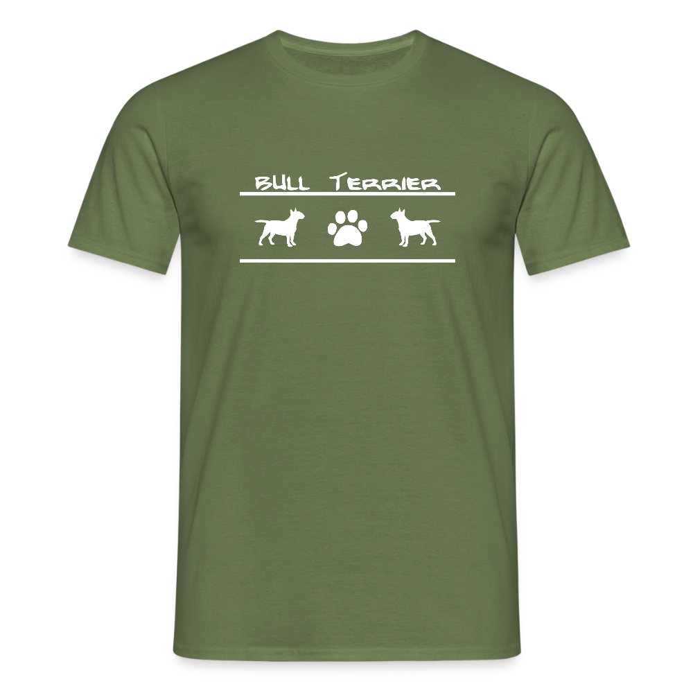Bull Terrier-Schriftzug und Pfote | Männer T-Shirt - Militärgrün