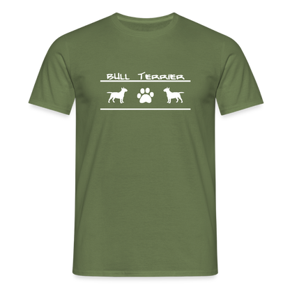 Bull Terrier-Schriftzug und Pfote | Männer T-Shirt - Militärgrün