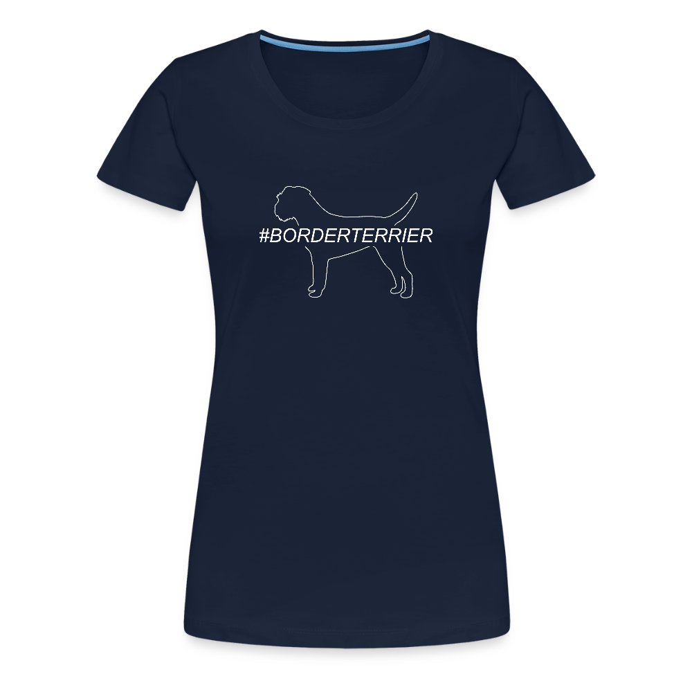 Women’s Premium T-Shirt - Border Terrier - Hashtag - Navy