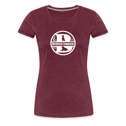 Women’s Premium T-Shirt - Border Terrier - Monogramm - Bordeauxrot meliert