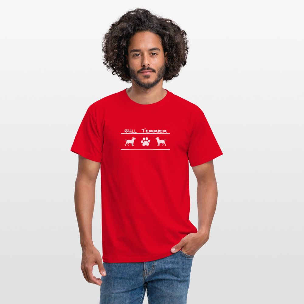 Bull Terrier-Schriftzug und Pfote | Männer T-Shirt - Rot