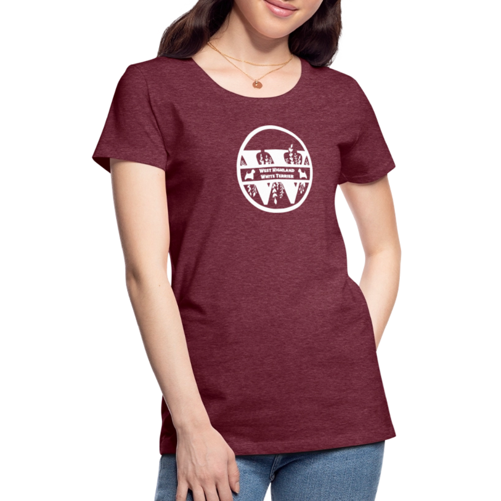 Women’s Premium T-Shirt - West Highland White Terrier - Monogramm - Bordeauxrot meliert