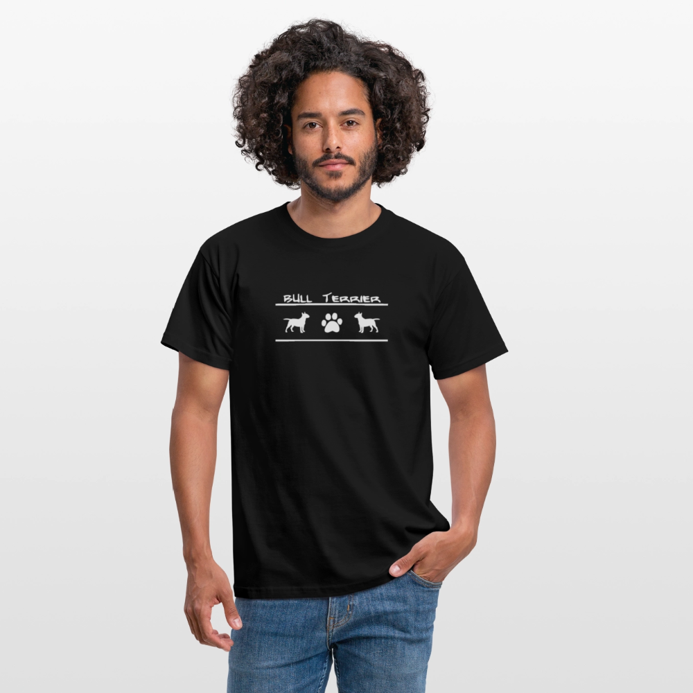 Bull Terrier-Schriftzug und Pfote | Männer T-Shirt - Schwarz