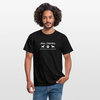 Bull Terrier-Schriftzug und Pfote | Männer T-Shirt - Schwarz