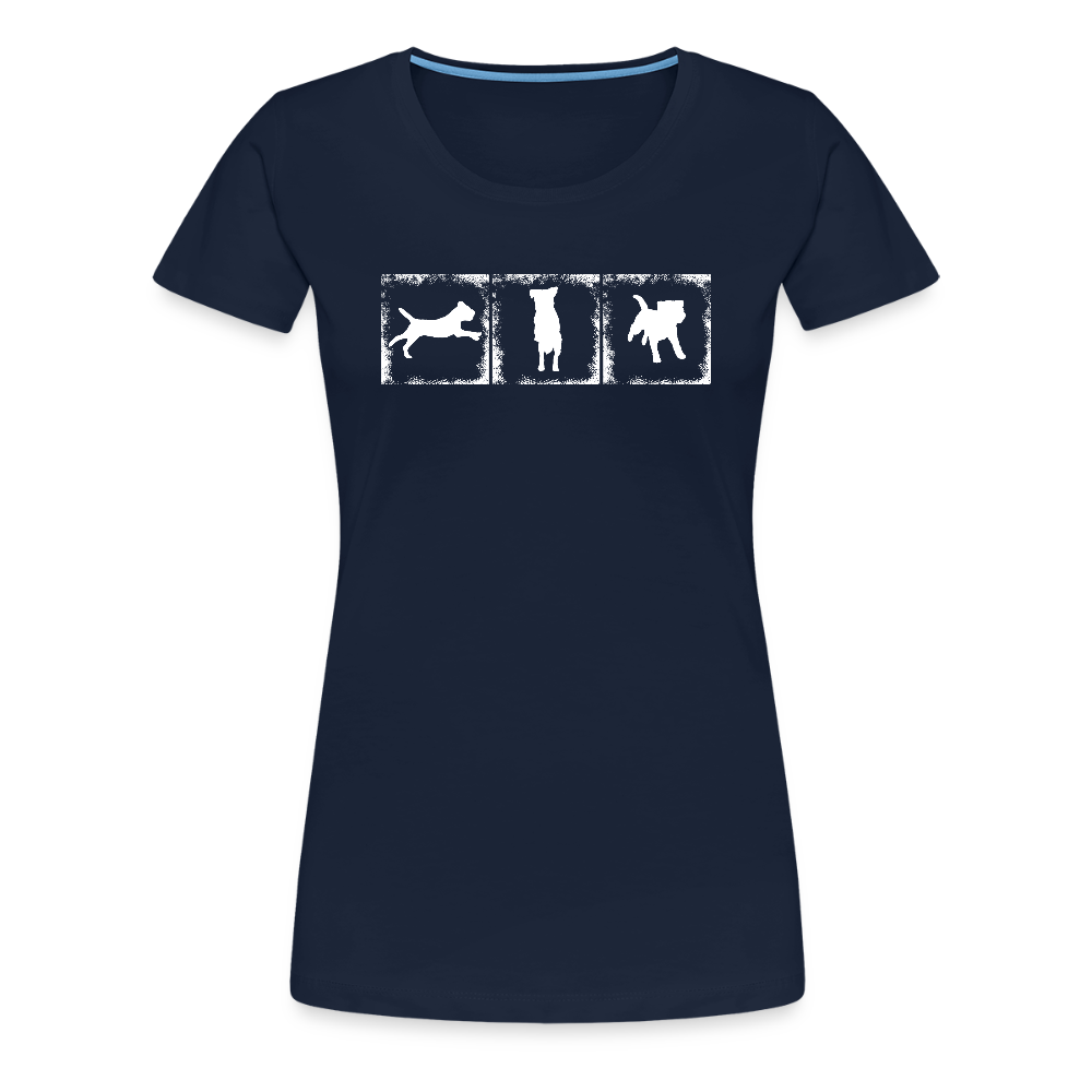 Women’s Premium T-Shirt - Border Terrier in action - Navy