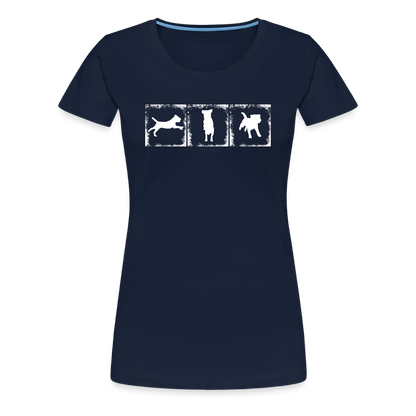 Women’s Premium T-Shirt - Border Terrier in action - Navy