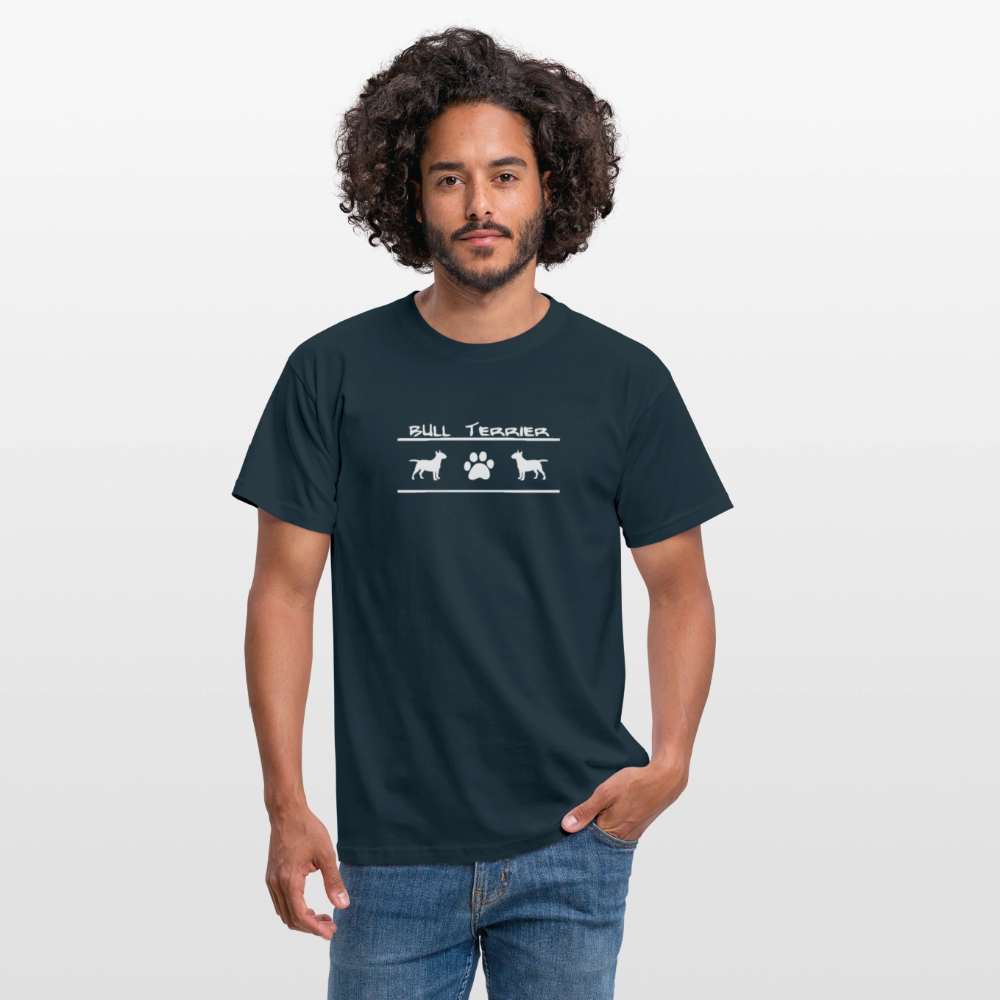 Bull Terrier-Schriftzug und Pfote | Männer T-Shirt - Navy
